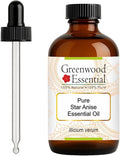 Greenwood Essential Pure Star Anise Essential Oil (lllicium verum) with Glass Dropper Steam Distilled 120ml (4 oz)