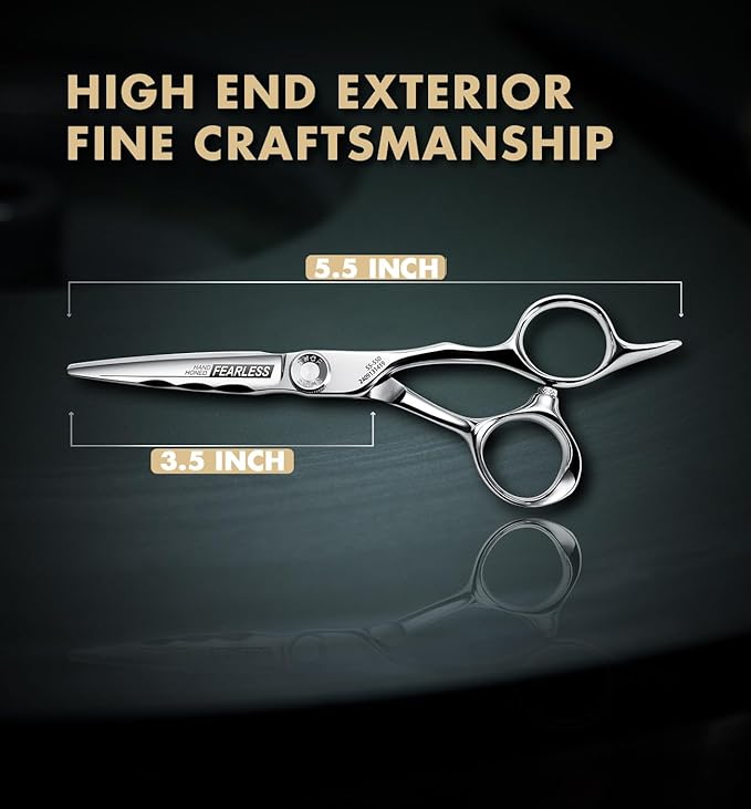 Professional Hair Cutting Scissors - SUS 440C & Cobalt Stainless Steel Barber Shears Fine Adjustment Tension Premium Shears for Hair Cutting (Hair Cutting Scissors S5, 5.5 Inches)