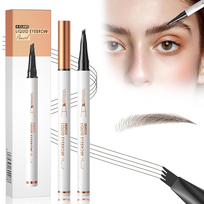 Eyebrow Pencil, Microblading Eyebrow Pencils for Women, Premium Magic 3D Waterproof Microblading Eyebrow Pen 4 Fork Tip Tattoo Pencil, Eye Brow Makeup Long-Lasting for Women (Dark Coffee)