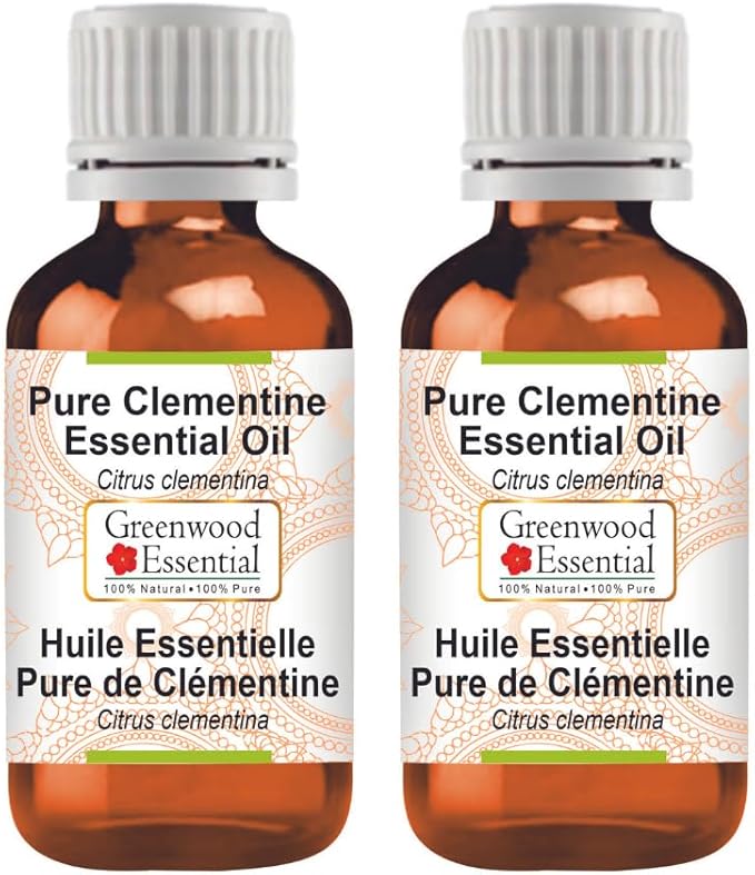 Greenwood Essential Pure Clementine Essential Oil (Citrus Clementina) Steam Distilled (Pack of Two) 100ml X 2 (6.76 oz)