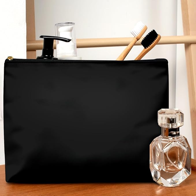 Cute Makeup Bag for Purse Waterproof Cosmetic Bags for Women Funny Smooth Zipper Travel Toiletry Pouch 10X8 Inches-Black Makeup pouch
