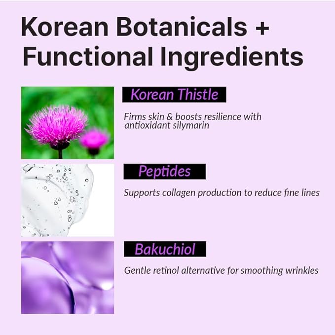 The Firm Ampoule, Anti-Aging Face Serum with Peptides, Bakuchiol & Korean Thistle, Firm & Lift, Wrinkle Care, Reduce Facial Puffiness, Vegan Korean Skincare (30ml / 1.01 fl. oz)