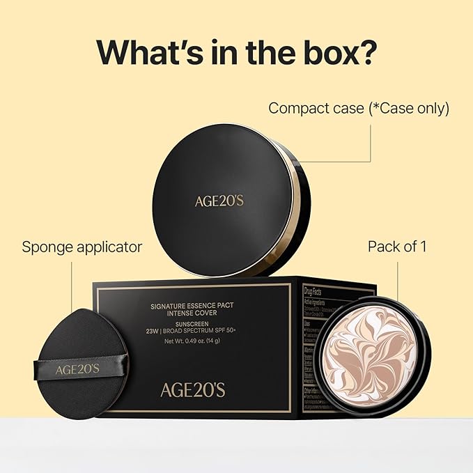 [NEW] AGE20'S Signature Essence Pact | 29W CARAMEL | Vegan Korean Cushion Foundation | Pack of 1 | Cream Foundation, Dewy & Glow Finish, Natural Coverage, SPF 50+