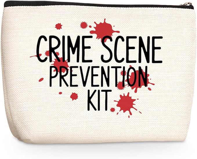 Crime Scene Makeup Bag, Large Capacity Travel Makeup Case Cosmetic Bags for Women, Portable Pouch Purse Travel Essentials Toiletries Accessories, Christmas Birthday Gifts for Women