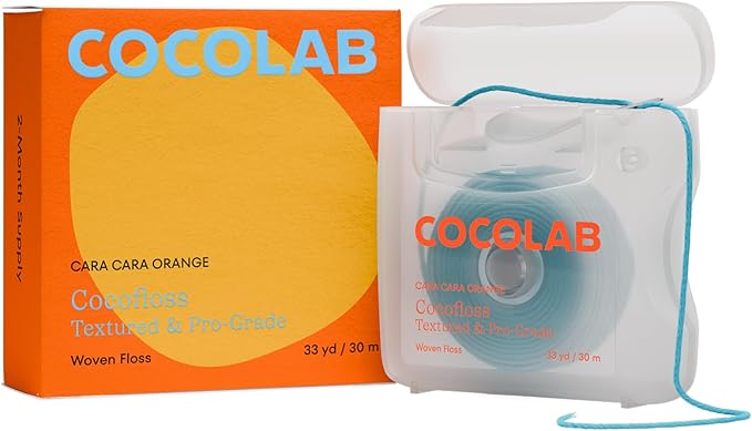 Cocofloss Woven Dental Floss, Dentist-Designed Oral Care, Orange Scent, Waxed, Expanding, Kid-Friendly String Floss with Coconut Oil, 1 Spool (33 yd)