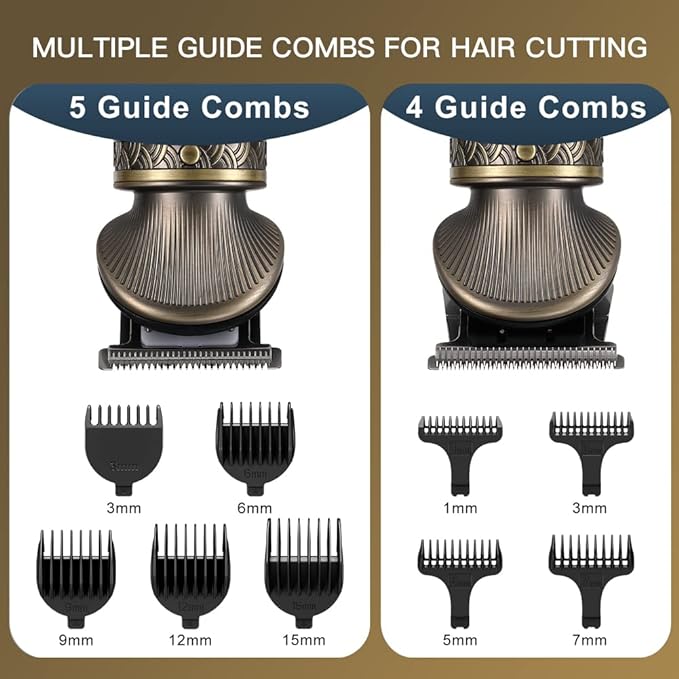 Beard Trimmer Kit Professional Hair Clipper Zero Gapped T-Blade Electric Shaver Razor Nose Body Trimmer for Men Cordless Grooming Kit 7 in 1