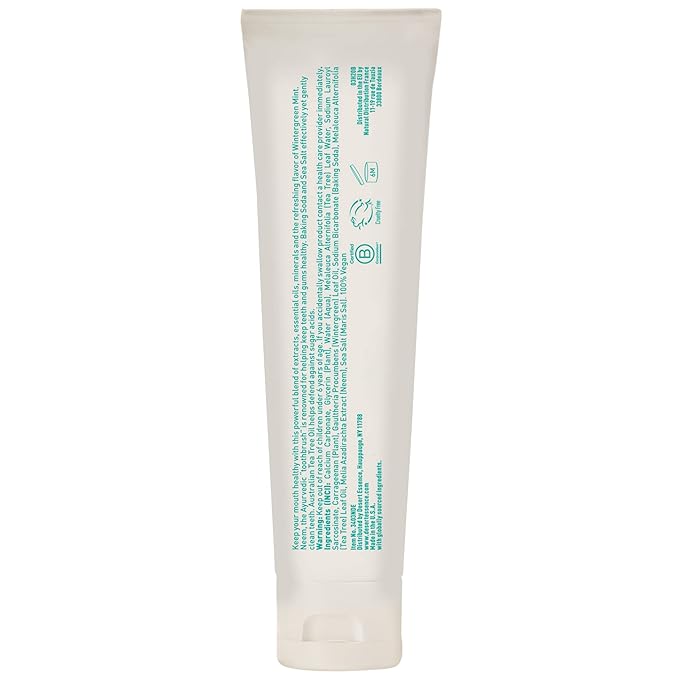 Desert Essence Tea Tree Oil & Neem Toothpaste - Fluoride-Free, Gluten-Free, SLS Free Formula - Vegan, Herbal Toothpaste for Plaque Reduction - Wintergreen Flavor, 6.25 oz