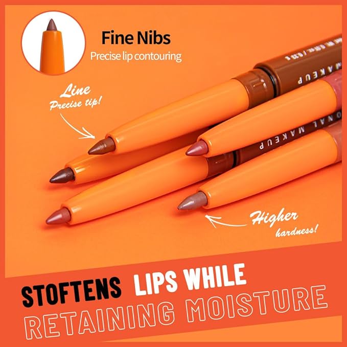 Matte Lip Liner Pencil for Shaping Lips, Retractable Creamy Brown Crayon LipLiner Pencil, Long Lasting Waterproof Lipstick Lip Liner Makeup, Vegan Beauty 08#