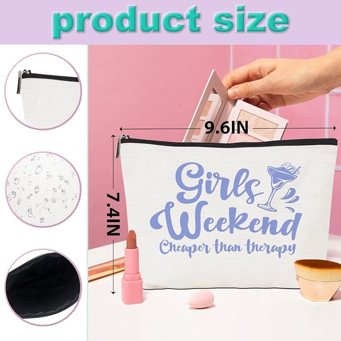 3 Pcs Girls Weekend Gifts Girl Trip 2025 Makeup Bag Girls Trip Gifts Favors Summer Gift Cosmetic Bag Toiletry Bag Zipper Pouch Weekender Bags for Women Girl Friendship Bachelorette Party Birthday