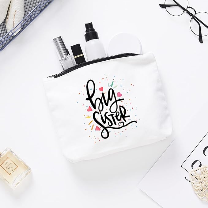 Cute Big Sister Reusable Makeup Bag Big Sister Gifts for Little Girls Best Sister Eco-Friendly Makeup Bag Gifts for Birthday Christmas