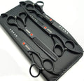 7.0in Professional Pet Grooming Scissors set,Straight & Thinning & Curved scissors 4pcs set for Dog grooming (Matt Black)