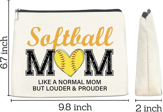 Softball Gifts Makeup Bag for Women, Christmas Birthday Gifts for Softball Lovers Team Players Coach Mother Girl Cosmetic Bag Travel Toiletry Pouch for Purse