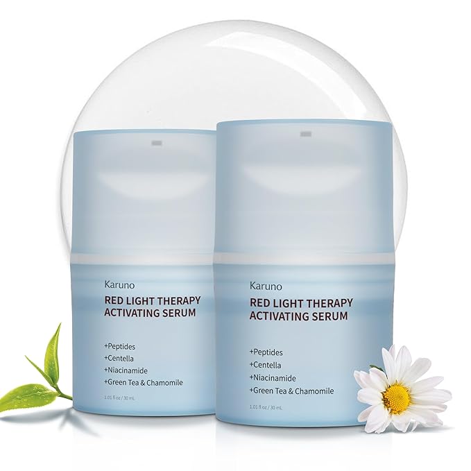 Red Light Therapy Serum for Face – Activation & Hydration Booster for LED Mask, Microcurrent & Facial Devices – Hyaluronic Acid, Green Tea, Niacinamide, Centella & Aloe – 1.01 fl.oz * 2