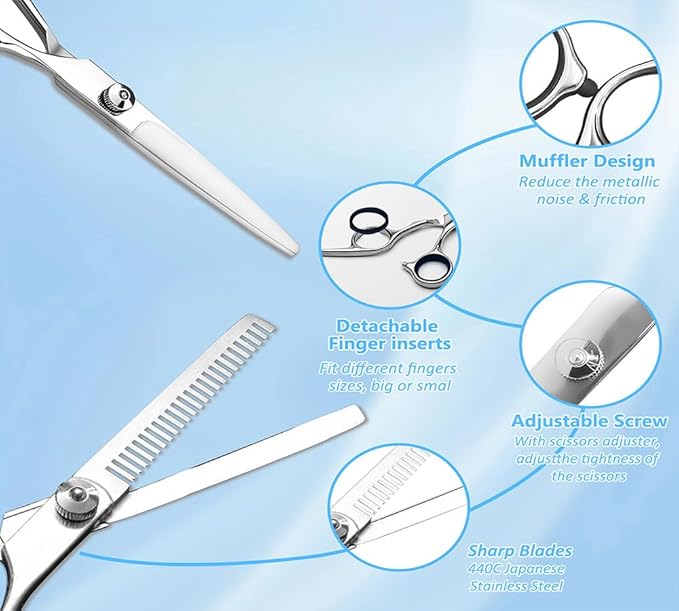 Hair Cutting Scissors, Thinning Shears Kit. Premium Stainless Steel Salon Scissors, Edge Scissor, Razor.for Hairdressing, Salon and Home