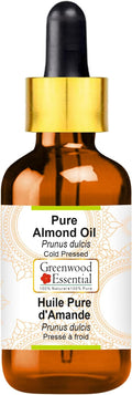Greenwood Essential Pure Almond Oil (Prunus dulcis) with Glass Dropper Cold Pressed 30ml (1 oz)