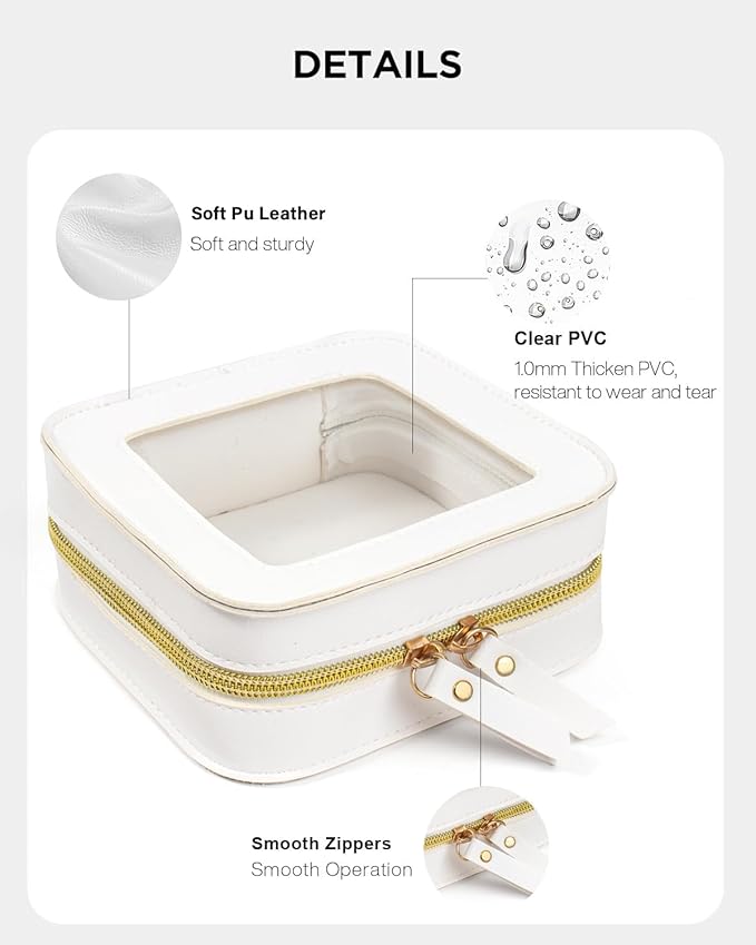 Small Clear Makup Bag, Clear Cosmetic Bags with Zipper Waterproof Small Travel Cosmetic Case Cute Make Up Pouch Mini Car Essentials for Women Travel Car Organizer