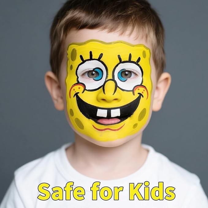 MEICOLY Yellow Face Body Paint Stick,Yellow Face Paint for Halloween Lion Tiger Cosplay Makeup,Professional SFX Makeup Face Painting for Adults and Kids,Waterproof Eye Black Stick