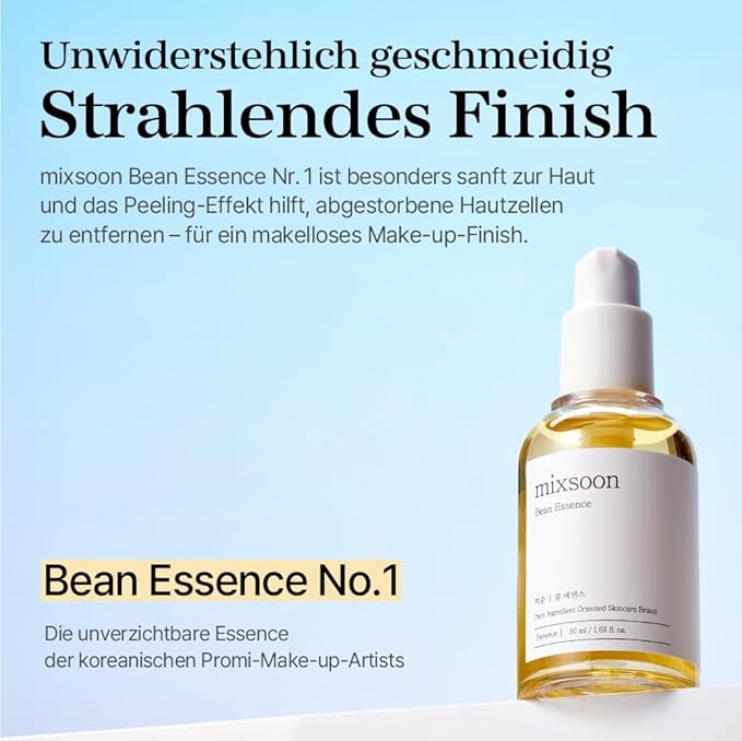 mixsoon Bean Essence Exfoliating Hydrating for Face fermented bean extract Hyaluronic Acid Serum Korean Glass Skin Care 1.69 Fl Oz / 50ml