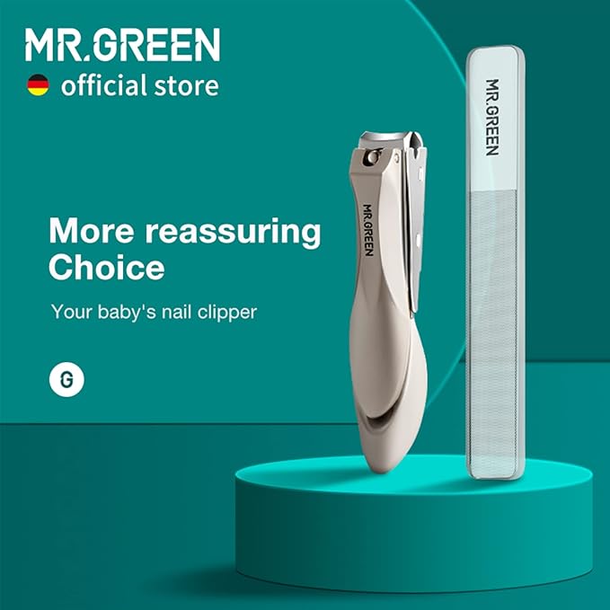 MR.GREEN Baby Safety Nail Clippers Nail Care Clippers Fingernail Cutter Newborn Baby Convenient Nail File Manicure Tools (Baby Nail Clipper+Nano Glass File)