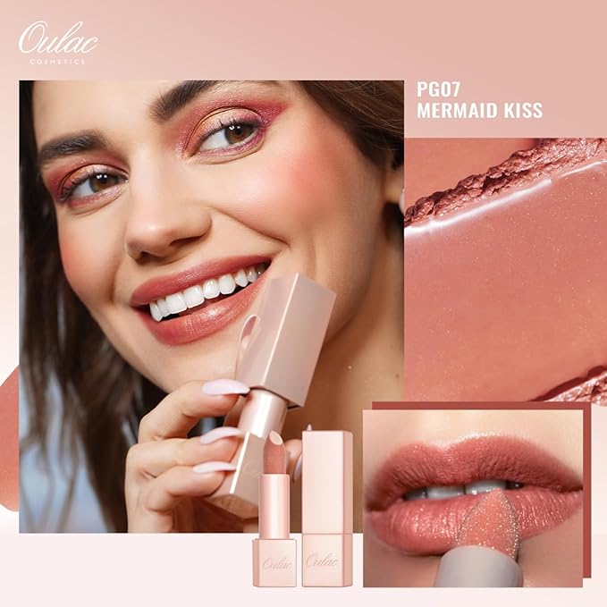 Oulac Lipstick & Lipliner Set 3PCS High Impact Lipcolor with Moisturizing Formula, Vegan Beauty, Full-Coverage Lip Color, Gift Lipstick for Women, LL06+GM03+PG07