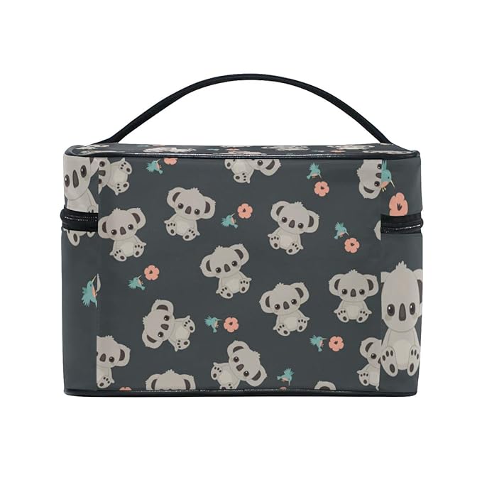 senya Cosmetic Bag Cartoon Koala Travel Makeup Organizer Bag Portable Train Case for Women Girls