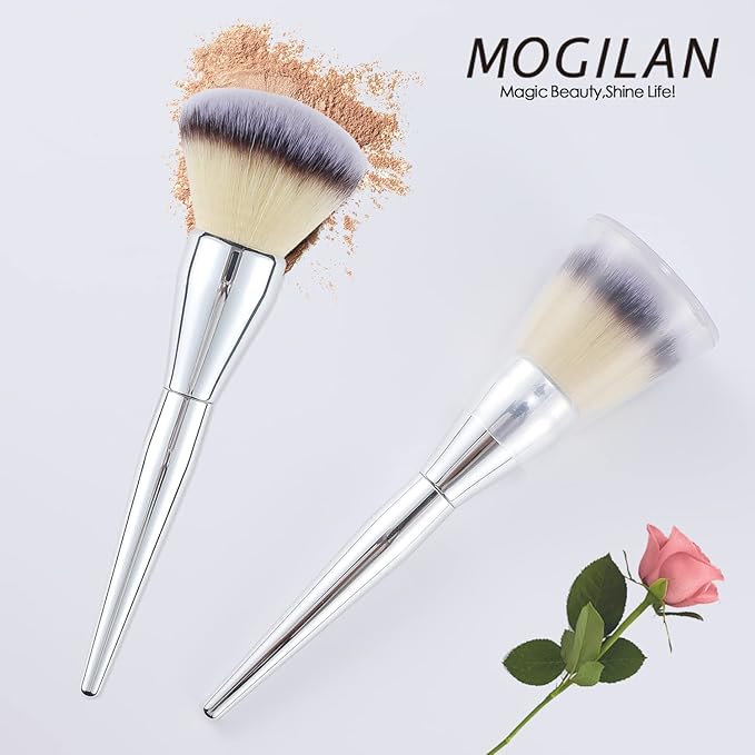 Powder Brush Large Foundation Brush for Pressd Powder Premium Fluffy Synthetic Kabuki Makeup Brush Perfect For Blending Buffing with Loose Powder Liquid Foundation Full Coverage