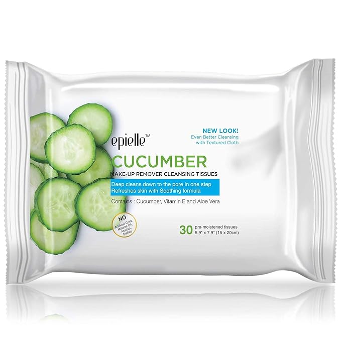Epielle Makeup Remover Wipes, Remove Waterproof Mascara, Gentle Daily Facial Cleanser Towelettes with Collagen, Tea Tree & Aloe Vera, Stocking Stuffers, Thanksgiving Essentials, 30 Count (Pack of 6)