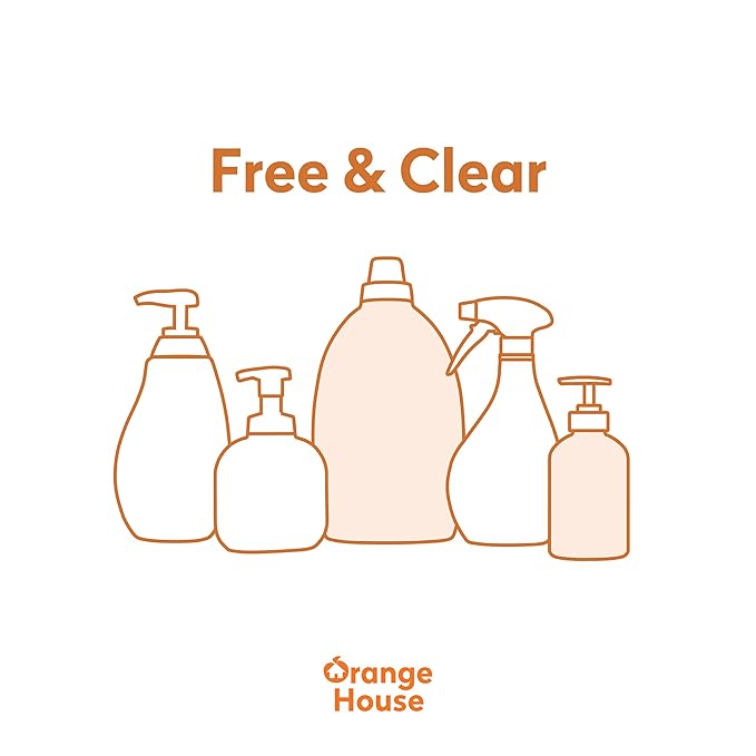 ORANGE HOUSE Natural Liquid Hand Soap, Food-Grade Orange Oil Moisturizing Hand Wash, Plant-Based & Hypoallergenic, Gentle for Sensitive Skin, Non-Toxic Citrus Scented Soap, 12 Fl Oz (6 Pack)