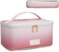 Montana West X Wrangler Travel Makeup Bag 2pcs Set Large Cosmetic Bag with Makeup Brush Holder Portable Make Up Organizer Cute Toiletry Bag with Divider and Handle for Women Gradient