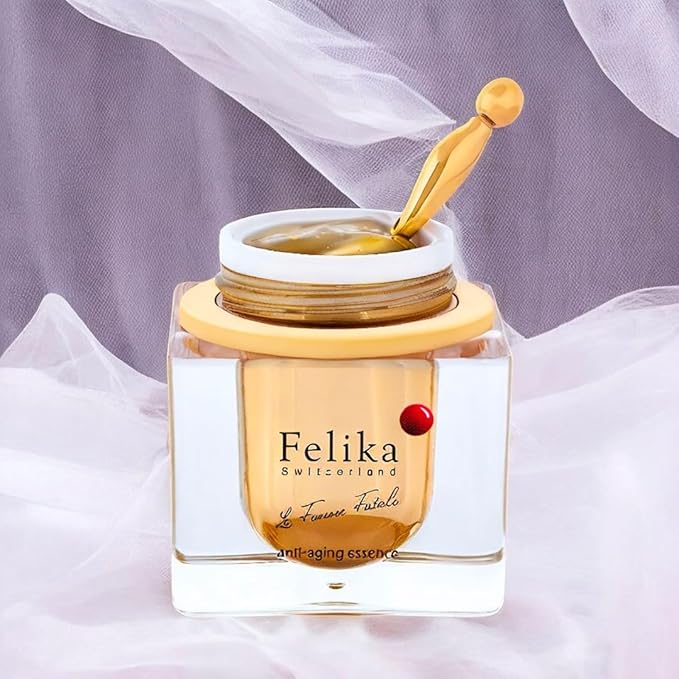 Felika Anti-Aging Essence - Luxury Swiss Serum with Vitamin C, Niacinamide, and Apple Stem Cells for Wrinkle Reduction and Skin Firmness - 50ml, 1.69 Fl Oz