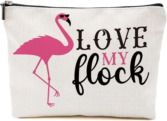 Flamingo Makeup Bag - Animal Lover Gifts for Women, Teacher, Coworker - Summer Cosmetic Toiletry Bag for Graduation, Birthday