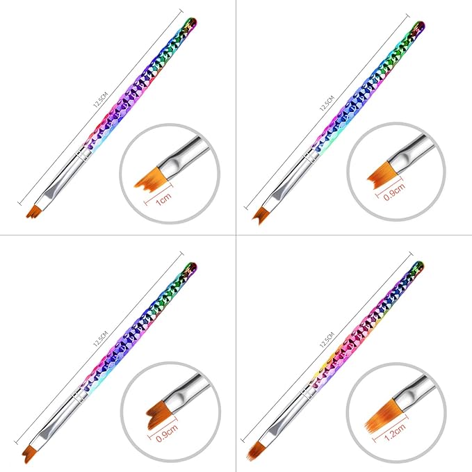 Wokoto 8 Pc Ombre Nail Brush Set - Acrylic & Gel Nail Art Kit with Gradient Painting & Flower Drawing Brushes
