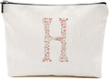 Initial Makeup Bag Floral H Personalized Cosmetic Bag Monogrammed Gifts for Women Girls Bride Mom Monogram Zipper Pouch for Teacher Appreciation Mothers Day Birthday Wedding Bridal Shower Gifts