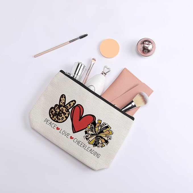 Cheer Stuff Cheerleader Cheer Bag Funny Cheerleader Gifts Cheerleading Gift Christmas Birthday Gifts for Women Her Female Cheer Team Merchandise - Peace Love Cheerleading