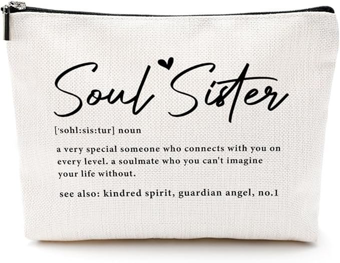 Soul Sister Gifts for Women Makeup Bag Best Friend Birthday Gifts Sister Gifts Cosmetic Bag Friendship Gifts Bestie Gifts for Women Girls Cousin Travel Toiletry Bag Christmas Graduation Gifts