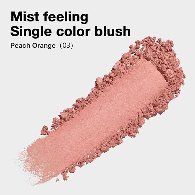 Single Warm Peach Orange Matte Powder Blush Palette Face Makeup, Blush for Looks Younger Cheeks, Monochrome Cream Blushes Lightweight Long Lasting, Blush for Women All Skin Tones Paleta de, 03