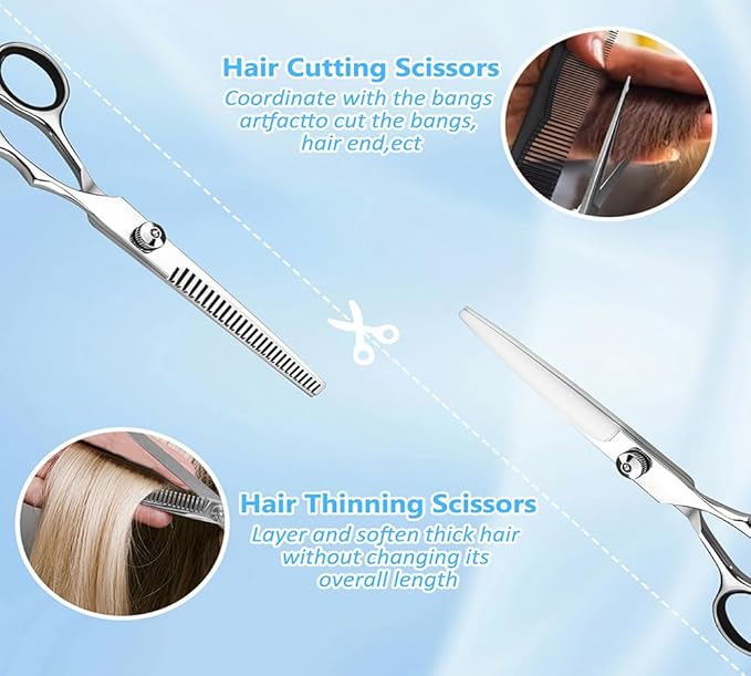 Hair Cutting Scissors, Thinning Shears Kit. Premium Stainless Steel Salon Scissors, Edge Scissor, Razor.for Hairdressing, Salon and Home
