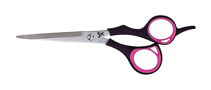 Cricket Style Xpress La-Di-Da Hair Cutting Scissors - Sharp Micro-Serrated Beveled Blades, Stainless Steel Shears Hair Scissors - Wet & Dry Use, Barber Accessories - 5.75", Pink and Black