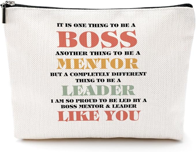 Boss Gifts Makeup Bag Leadership Gifts Boss Lady Gifts for Women Thank You Gifts Cosmetic Bag Inspirational Zipper Pouch Appreciation Gifts for Coworkers Supervisor Mentor Christmas Birthday Gifts