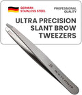 Ultra-Precision Professional Slant Tweezers for Women Facial Hair - German Stainless Steel, Lightweight Black Tweezers for Women & Men, Ideal for Eyebrow & Facial Grooming (Matte Gray)
