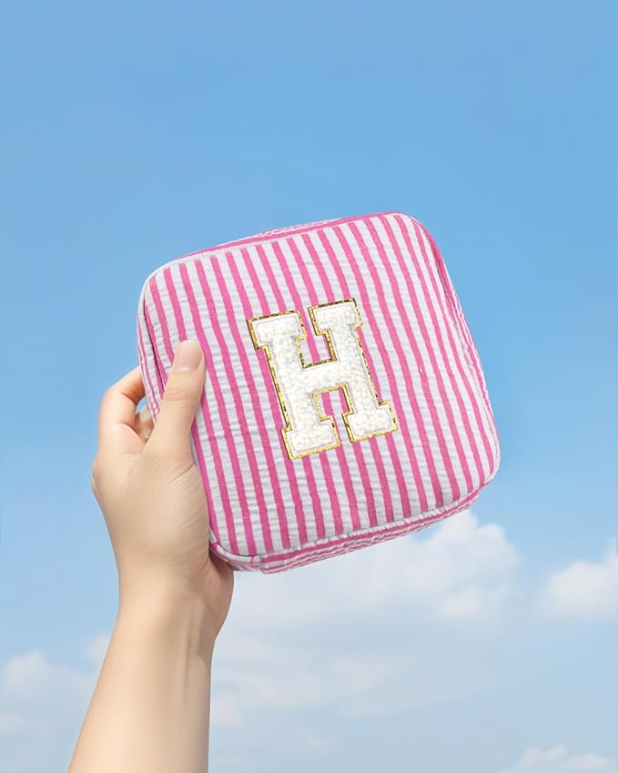 LETGO Gifts for Girls Teen Girl - Pink Preppy Makeup Bag Best Friend Birthday Gifts Teacher Gifts for Women Wedding Gifts Bridesmaid Gifts Daughter Teacher Wife Graduation Gifts for Women Her