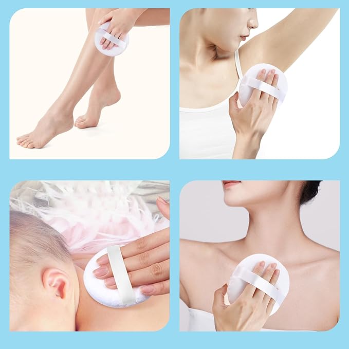 2 PCS Large Body Powder Puff with Container - 5 Inch Fluffy Cotton Powder Puff for Body Powder, Loose Mineral Foundation, and Dusting Powder, Big Powder Puff for Smooth and Even Application
