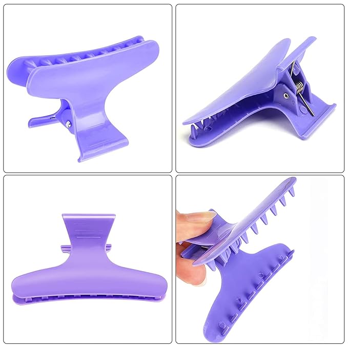 Ondder 24 Pcs Purple Butterfly Hair Clamps Clips Hair Claw Clips Salon Pro Section Clip for Styling, Sectioning, Cutting, Coloring Hair Clips Hairdressing Salon Tool Hair Accessories for Women Girls