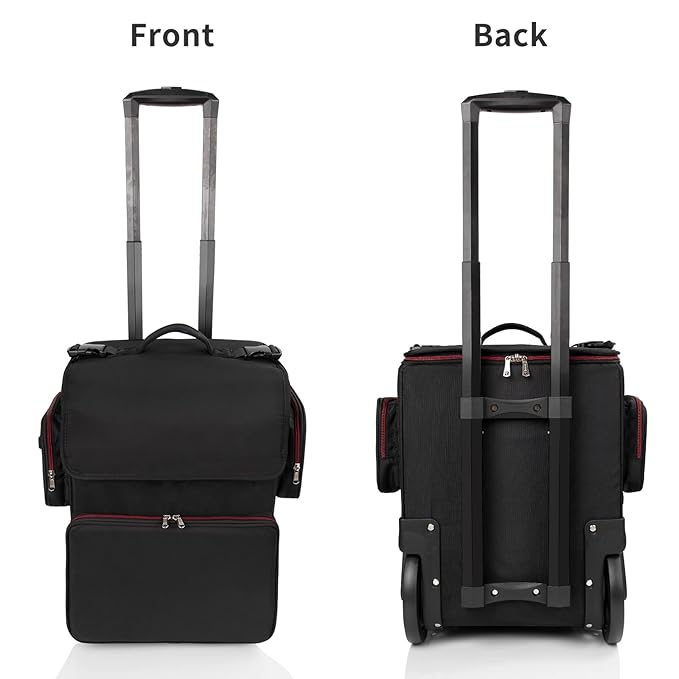 OCHEAL Large Makeup Train Case with 4 Clear Travel Makeup Bags Set, Cosmetic Makeup Case for Hairstylist, Hairdresser Storage Bag with Detachable Pouch,Heat Insulation and Anti-scalding Full layer