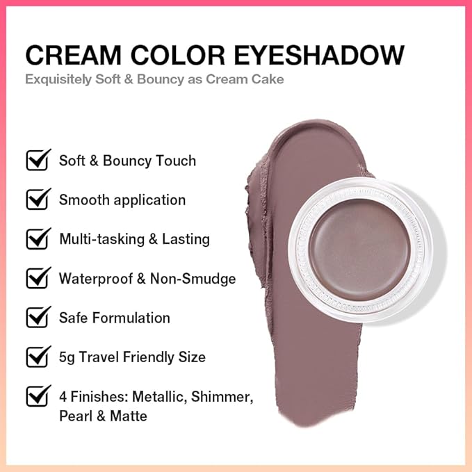 Single Cream Eye Shadow,Espresso Nude Matte Natural Monochrome Eyeshadow Palette,Waterproof,Long Lasting Naturing-Looking,Vegan & Cruelty-Free,715