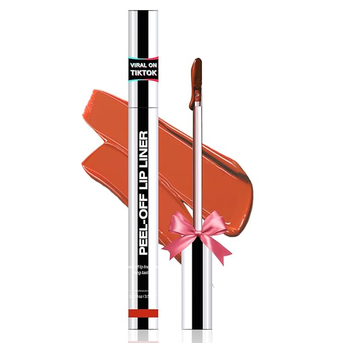 Lip Stain - Peel Off Lip Liner, Long Lasting Lip Liner with Matte Finish, Waterproof & Transfer Proof Lip Gloss, Non-Stick Cup & Highly Pigmented Color, Easy to Use for All Skin Types (Coral)