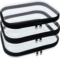 3 Piece Clear Hard Shell Zipper Case, Hard Plastic Clear Makeup Bag, TSA Approved Anti-Crush Toiletry Cosmetic Organizer Pouches for Travel & Daily