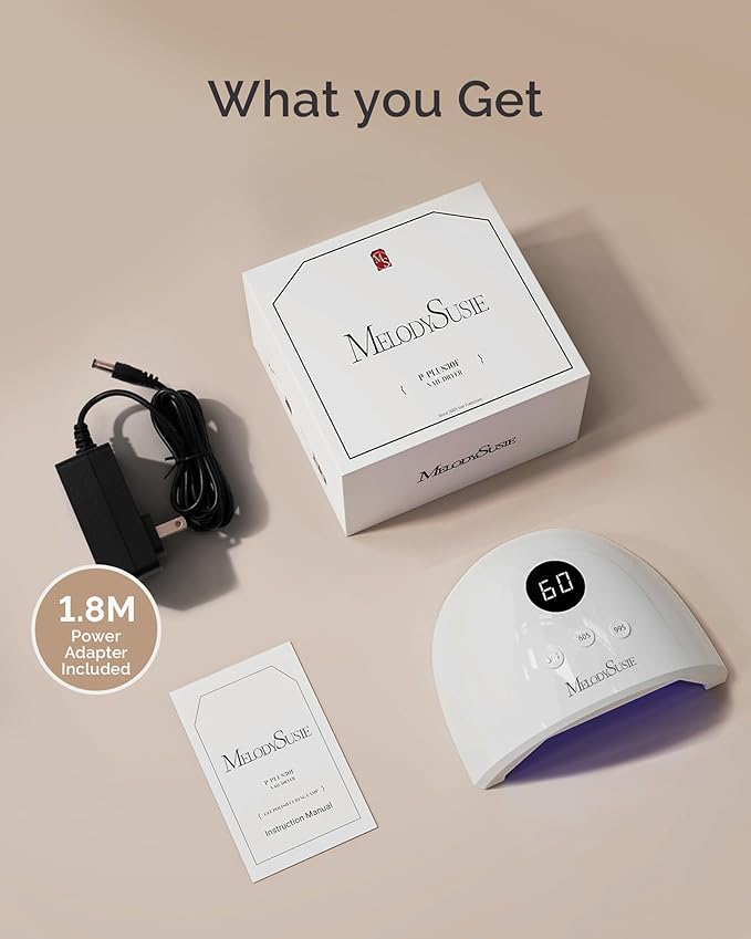 MelodySusie Compact Advanced UV LED Nail Lamp, P-Plus30F Nail Dryer with 3 Timers & Smart Sensor Cures All Gels, Especially Rhinestone Glue, Solid & Liner Gel Polishes for Advanced DIY at Home-White