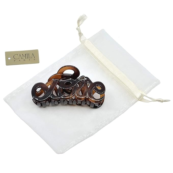 Camila Paris CP1380 2PK French Hair Clip for Women, 3.25 inch Girls Hair Claw Clips Jaw Tortoise Cellulose, Fashion Durable Styling Hair Accessories for Women, Strong Hold No Slip Grip, Made in France