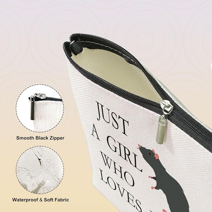 VICBOU Cute Rat Makeup Bag Rat Gifts for Women Girls Rats Decor Stuff Merch for Animal Lovers Funny Christmas Birthday Gift for Teens Best Friend Daughter BFF Sister Bestie Cosmetic Bag